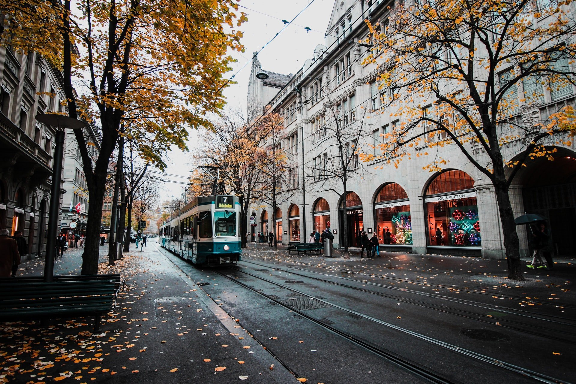 tram on historic street